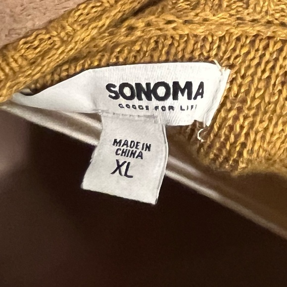 Sonoma Women's Duster mustard yellow  Open front knitted Cardigan Sweater XL - Picture 7 of 9